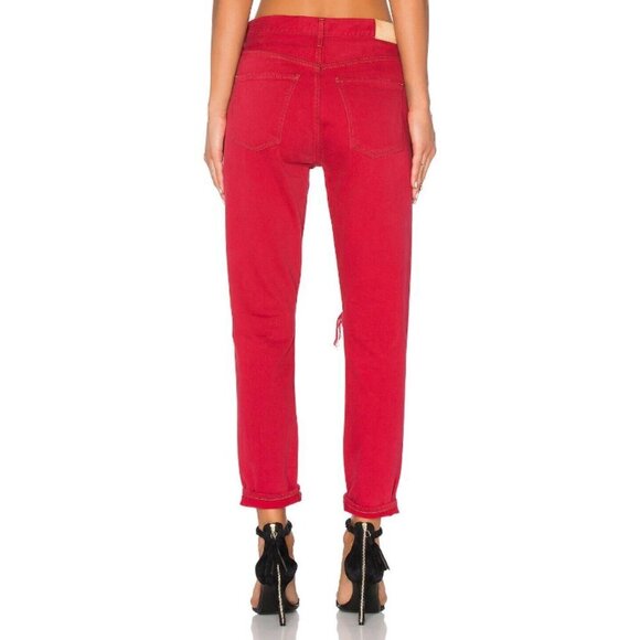 NWT Citizens of Humanity red high rise straight leg crop jeans, 23 - Picture 7 of 15